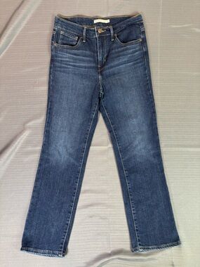 Levi’s 724 High Rise Straight Crop Jeans W28 Dark Indigo Stretch Denim